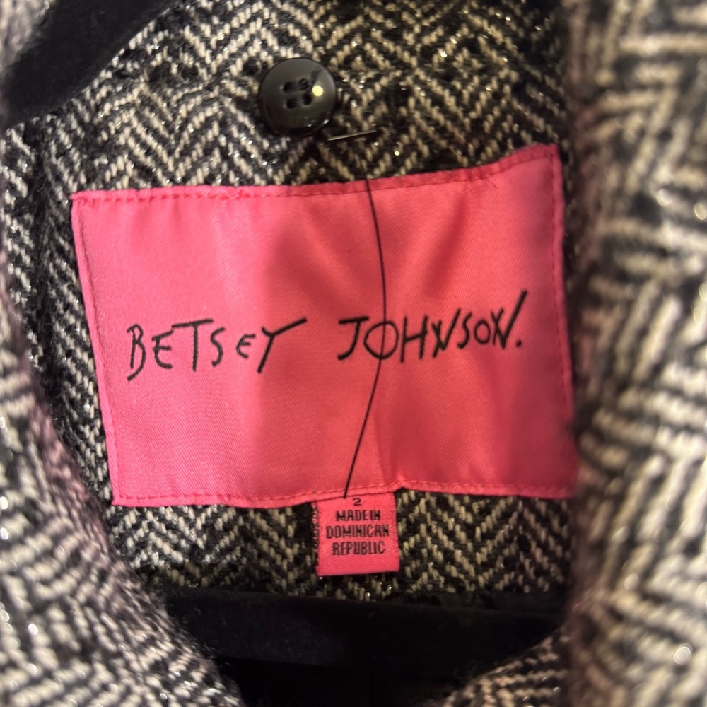 Betsey Johnson Herringbone Swing Coat Size 2 - Picture 3 of 11